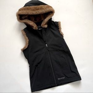Marmot | Jackets u0026 Coats | Marmot Black Wind Proof Vest With Brown Faux Fur  Hood Size Small | Poshmark